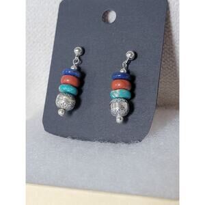 Southwestern Sterling Silver Beaded Drop Earrings